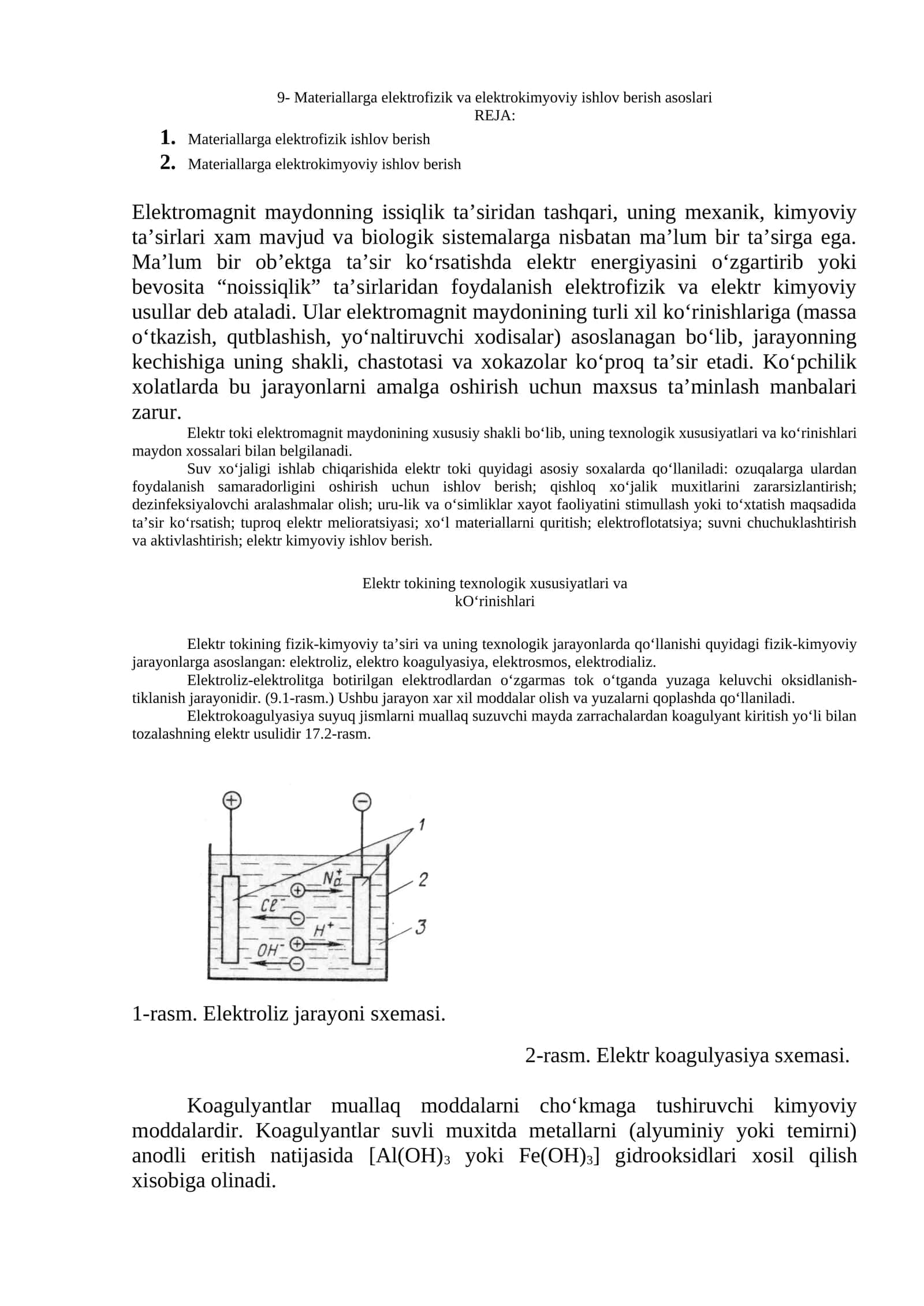 Materiallarga elektrofizik va elektrokimyoviy ishlov berish asoslari