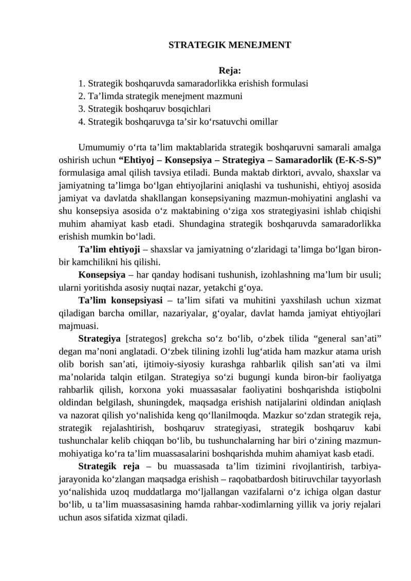 STRATEGIK MENEJMENT