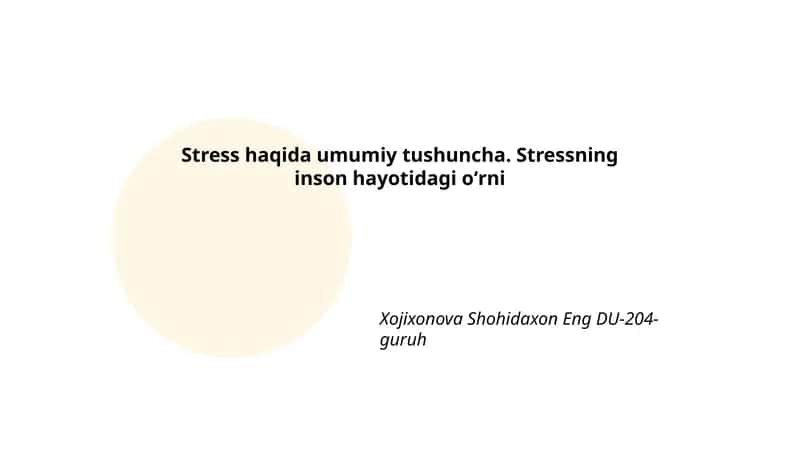 Stress va uning xususiyati