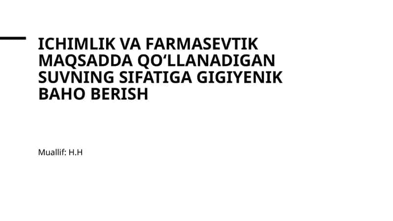 Suvi sifatini baholash