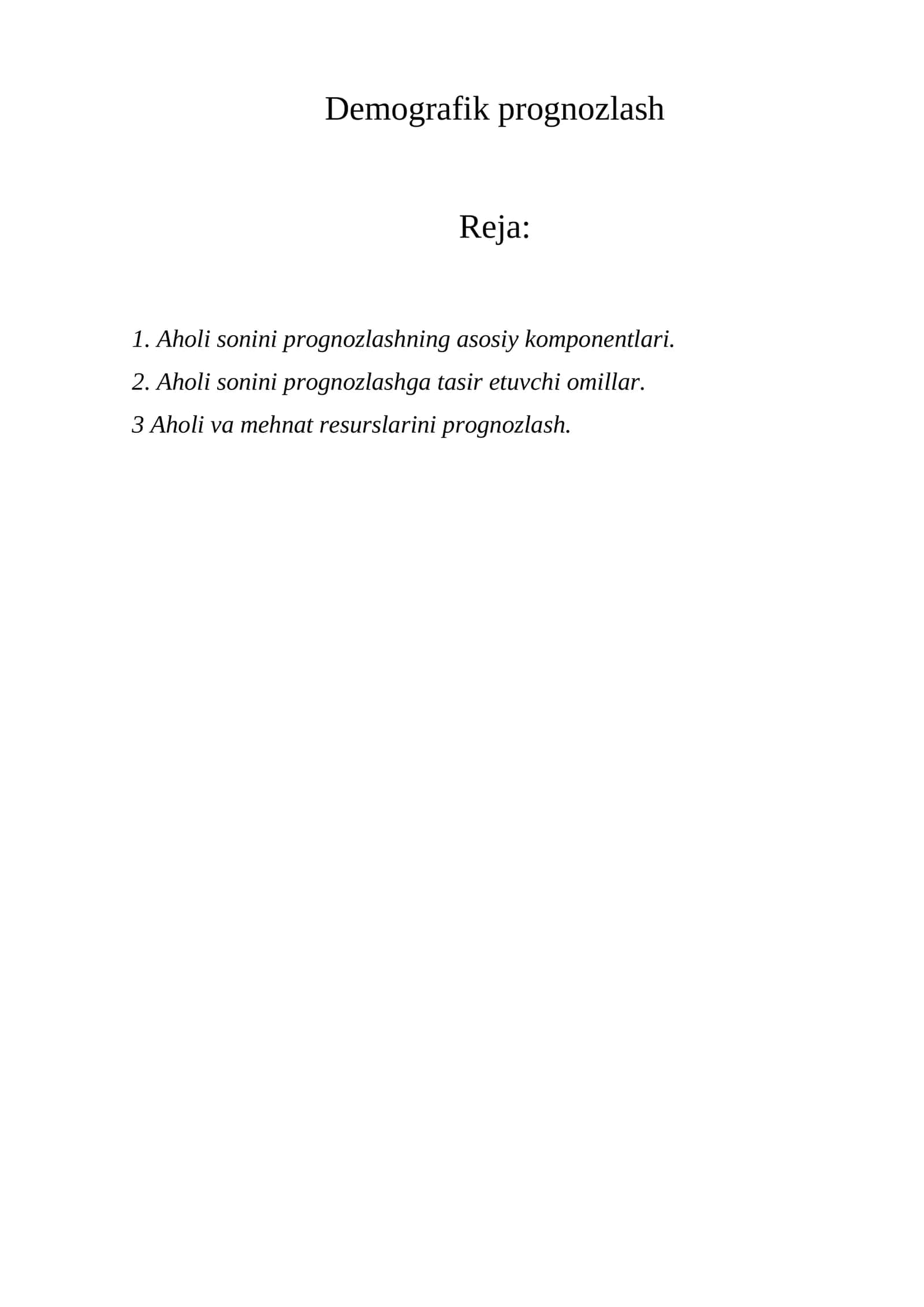Demografik prognozlash