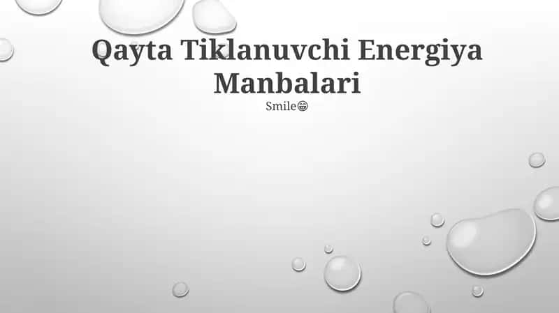 Qayta Tiklanuvchi Energiya Manbalari