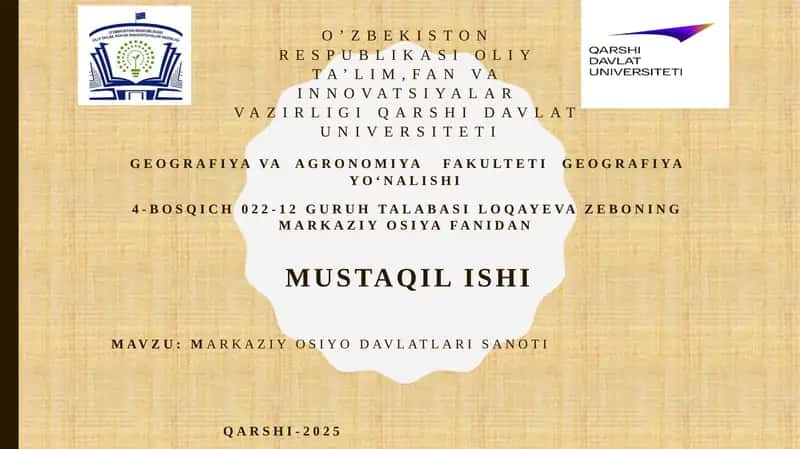 Markaziy osiyo davlatlarining sanoati
