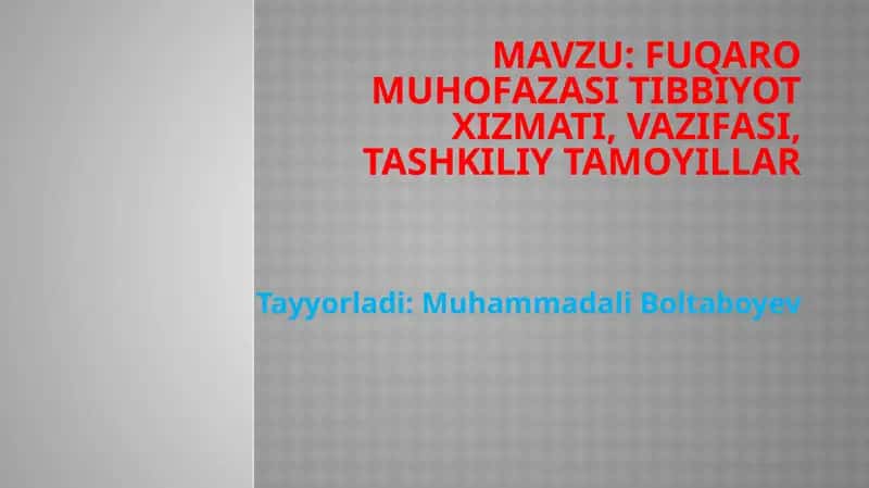 Fuqaromuhofazasi Tibbiyot Xizmati