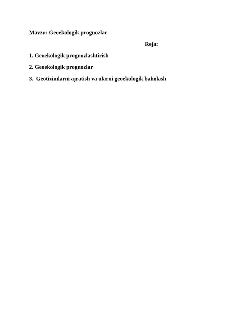 Geoekologik prognozlar