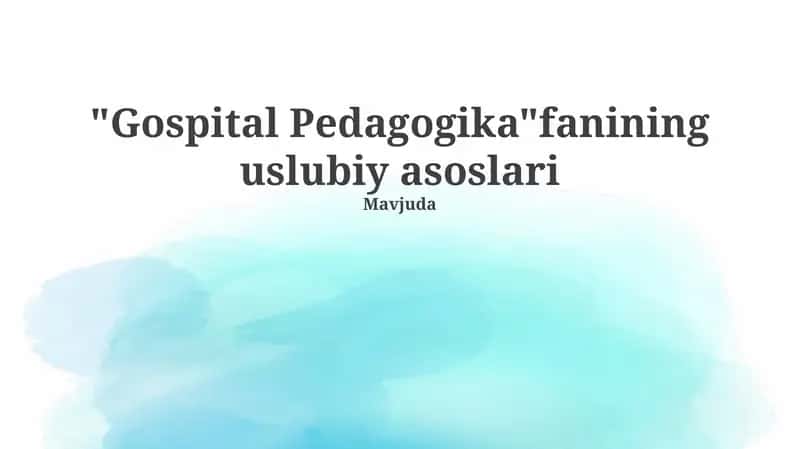 Kasalxona Pedagogikasi