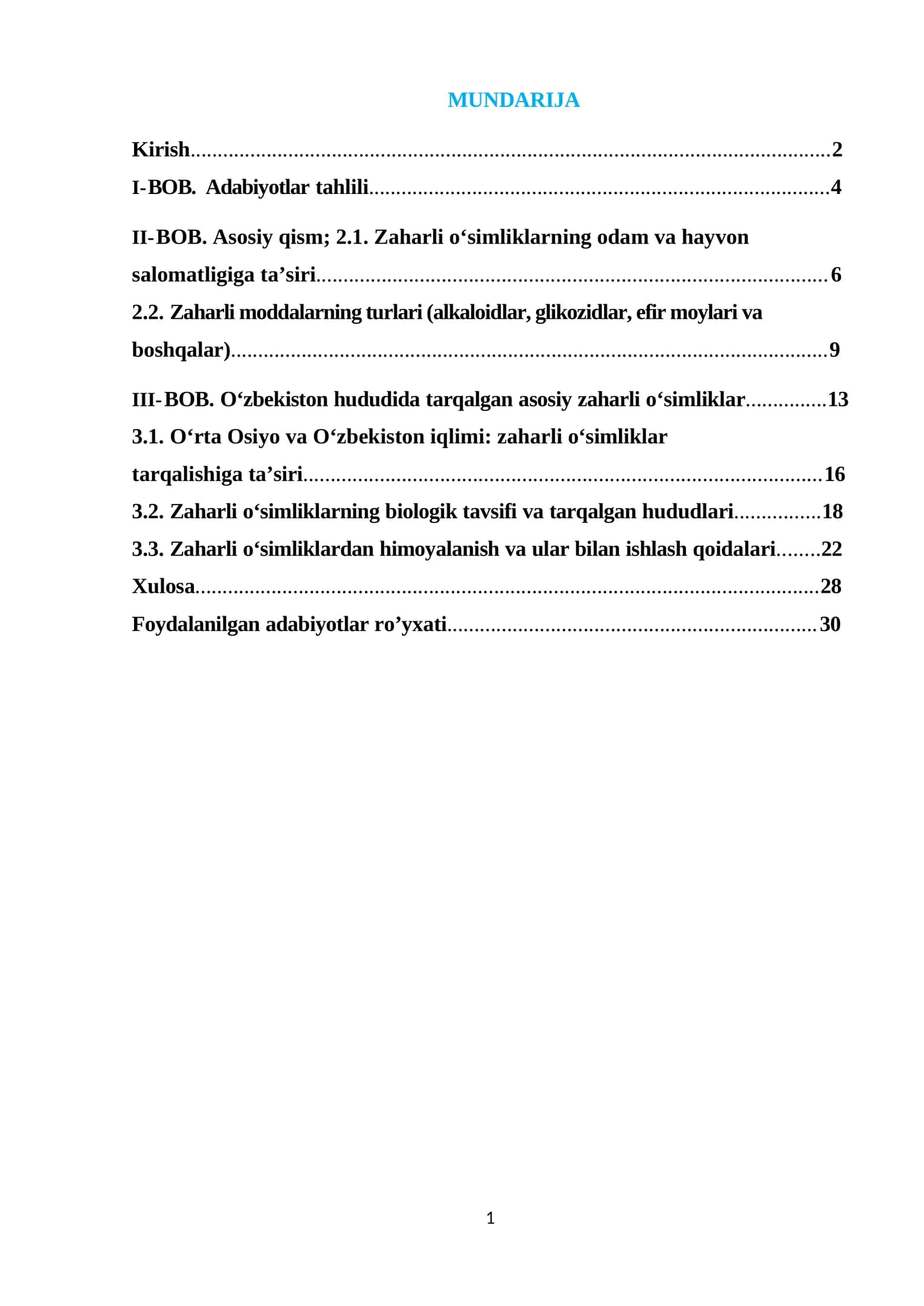 Zaharli O‘simliklar