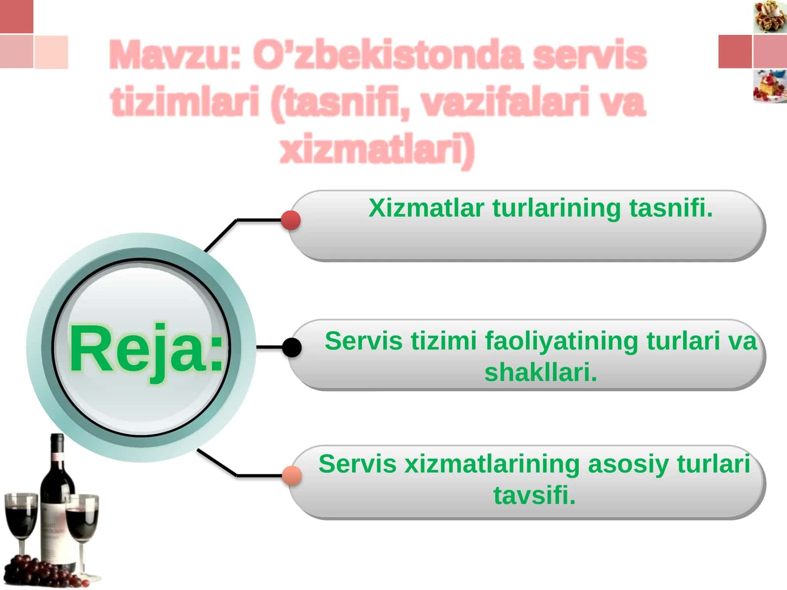 Servis tizimi faoliyatining turlari va shakllari