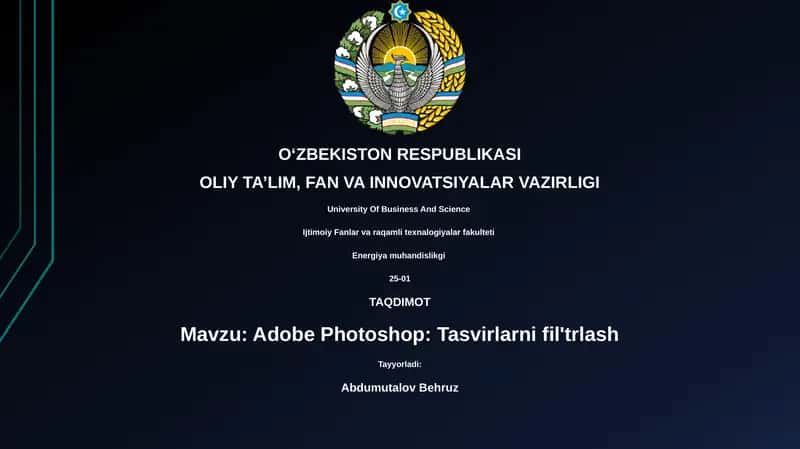 Adobe Photoshop: Tasvirlarni fil'trlash