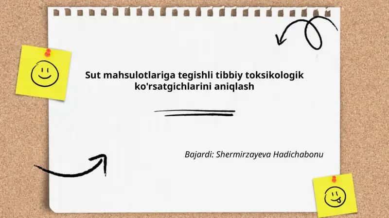 Sut mahsulotlariga tegishli tibbiy toksikologik ko'rsatgichlarini aniqlash