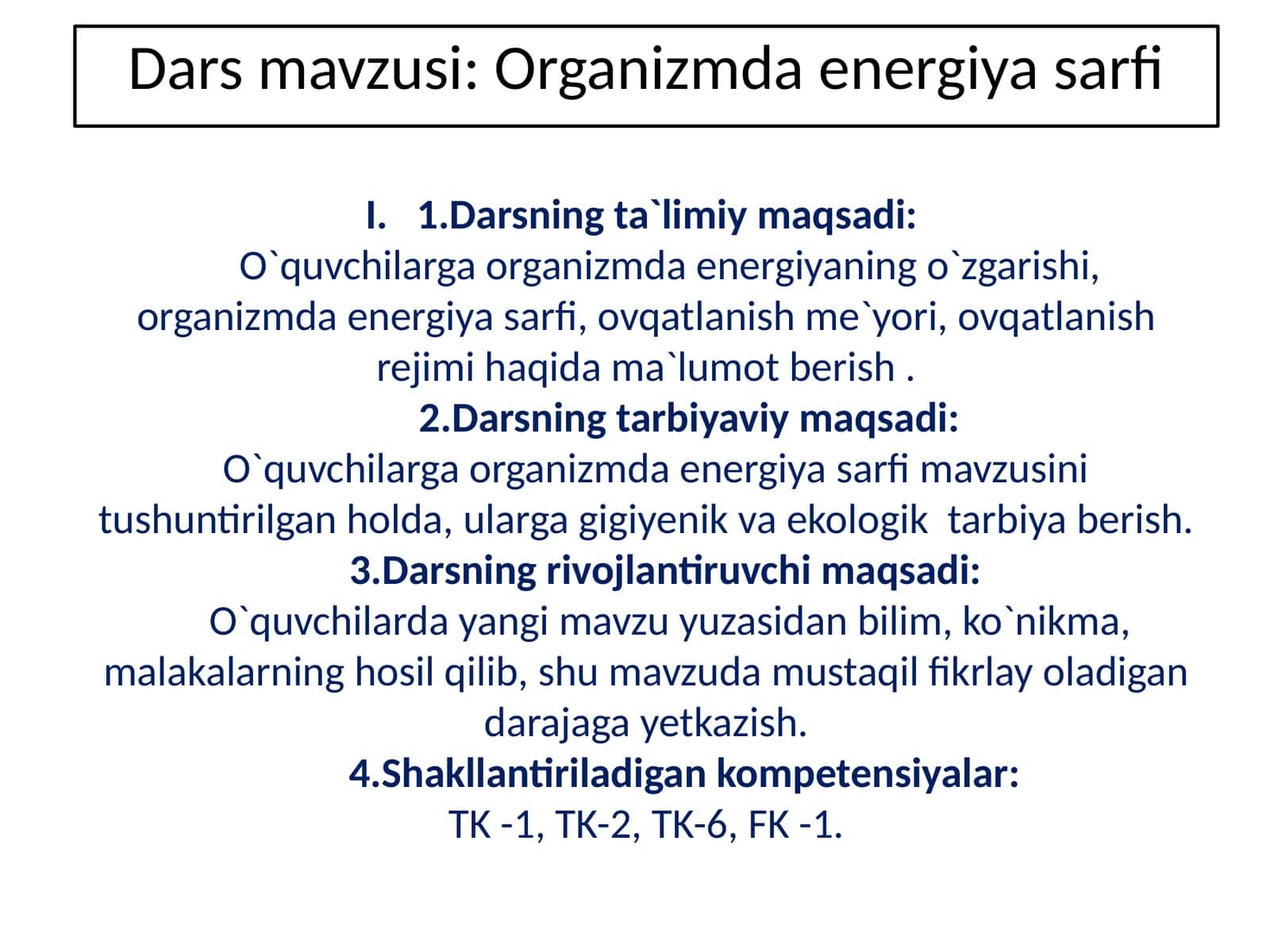 Organizmda energiya sarfi