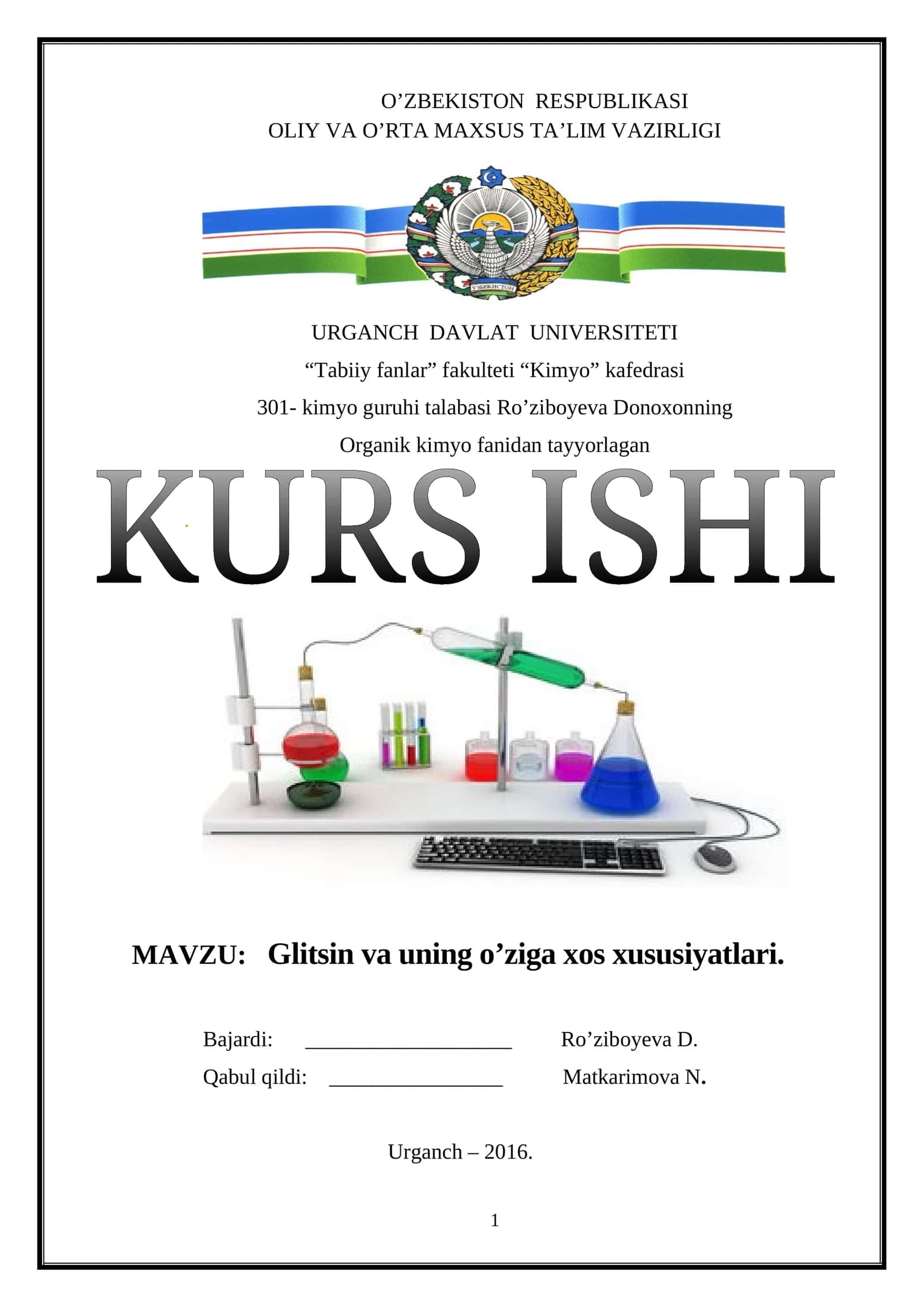 Glitsin va uning o’ziga xos xususiyatlari