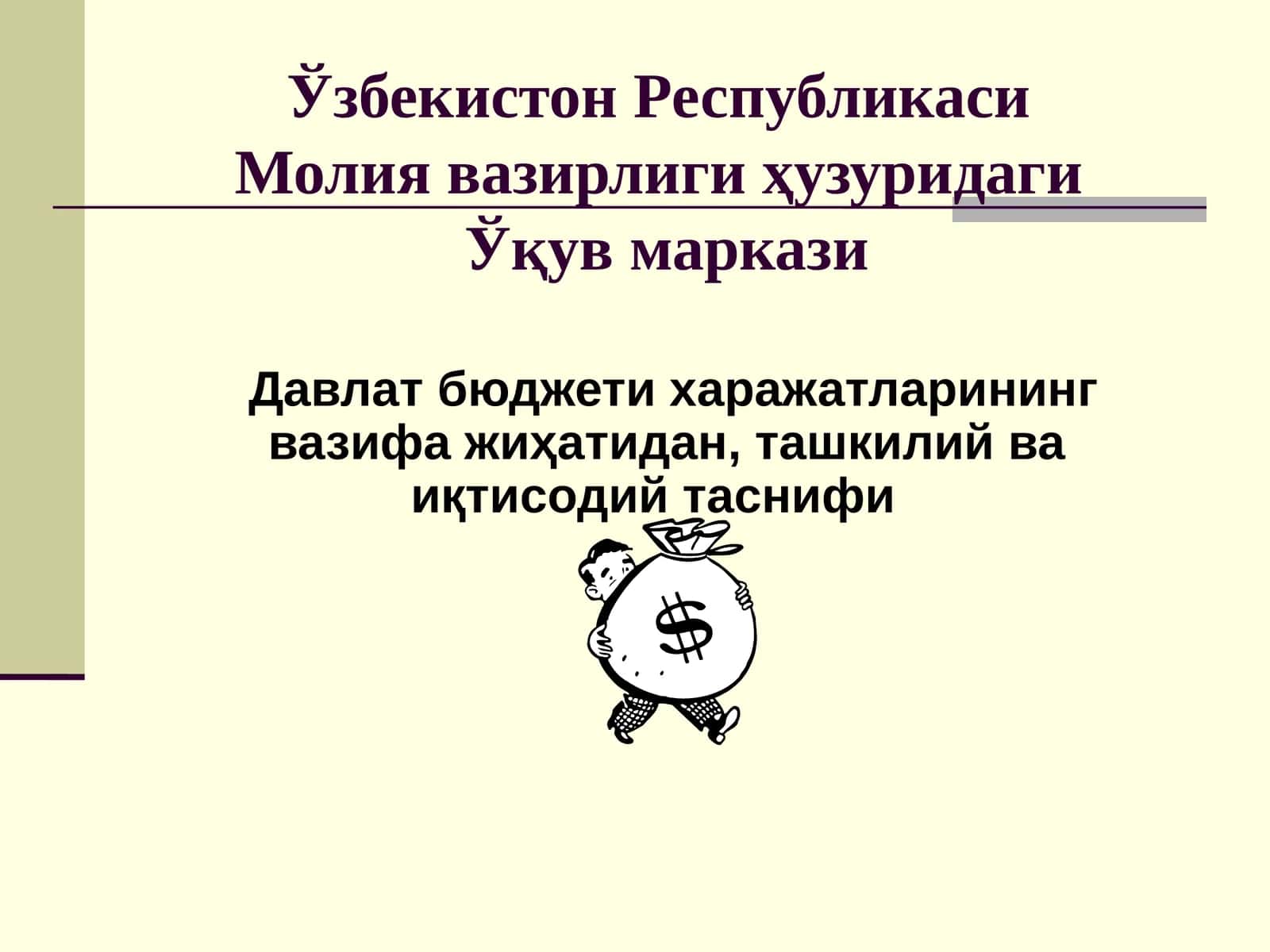 Давлат бюджети харажатларининг вазифа жиҳатидан, ташкилий ва иқтисодий таснифи