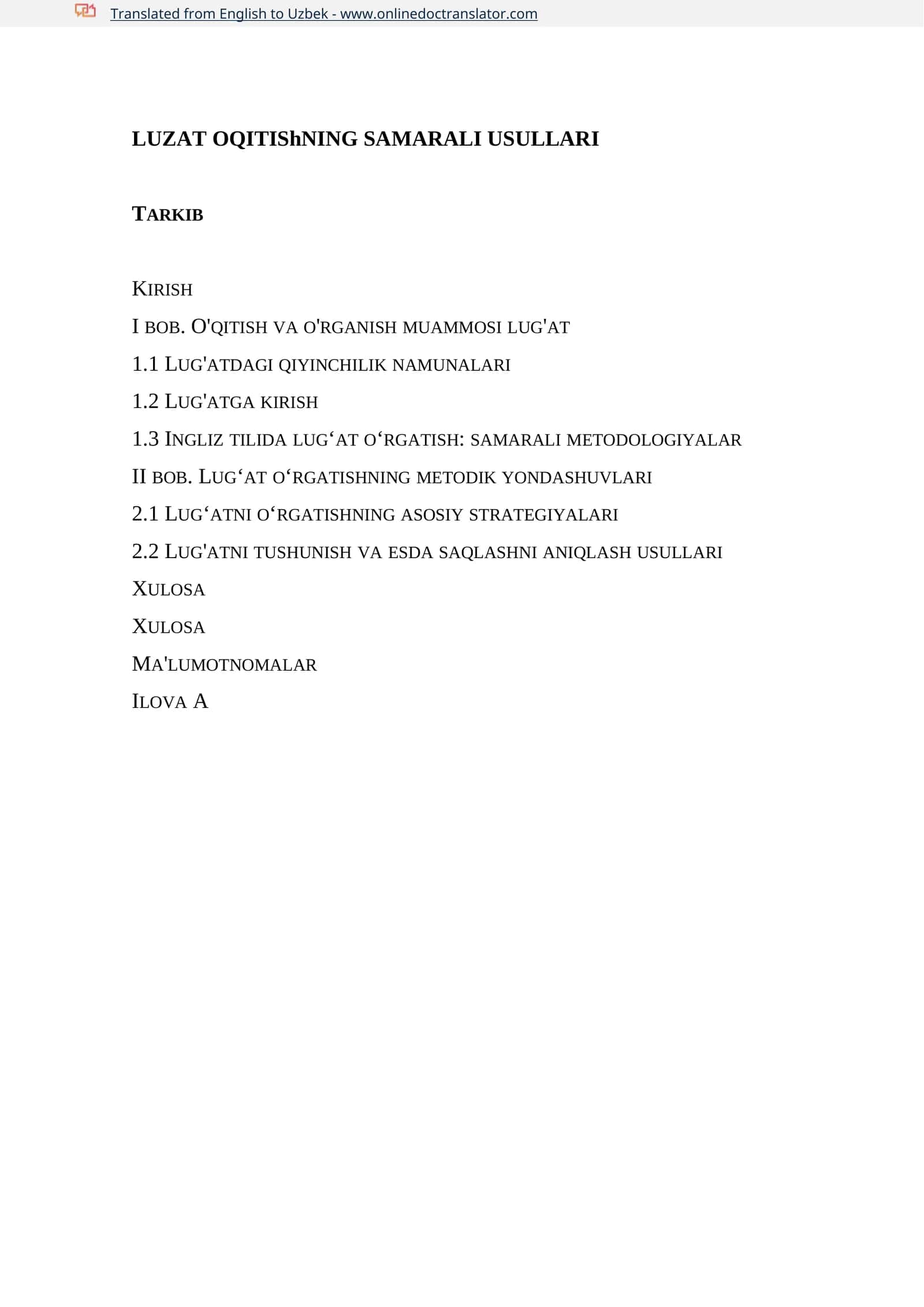 LUZAT OQITIShNING SAMARALI USULLARI
