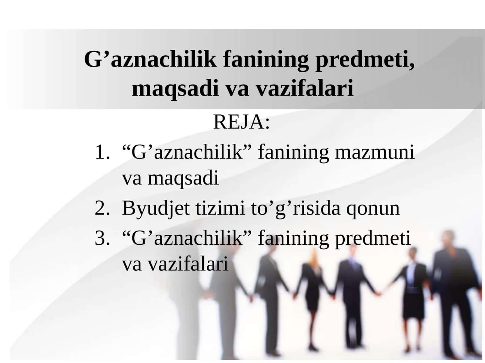 G’aznachilik fanining predmeti, maqsadi va vazifalari