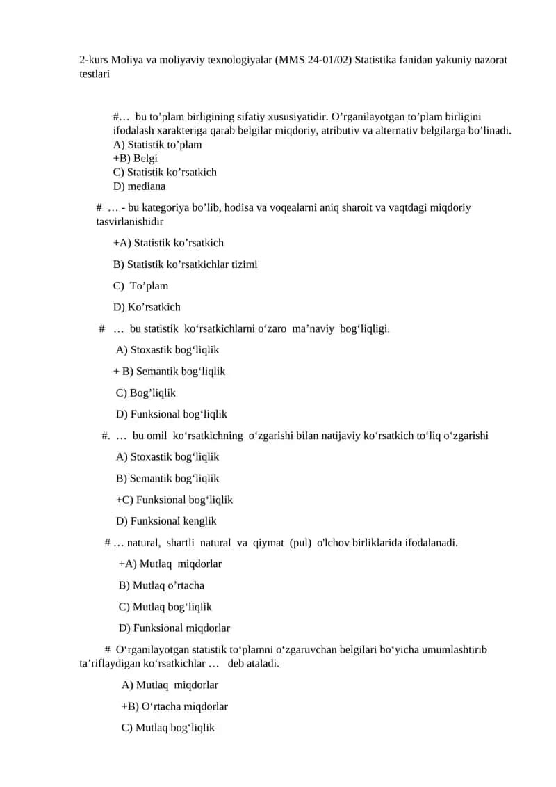 Statistika testlari