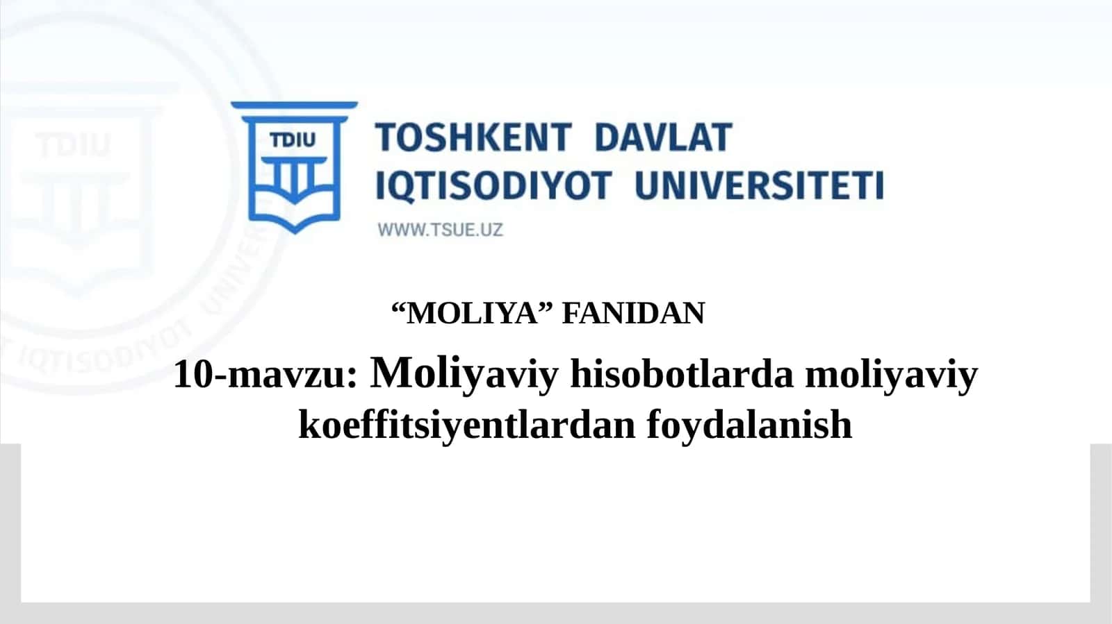 Moliyaviy hisobotlarda moliyaviy koeffitsiyentlardan foydalanish.