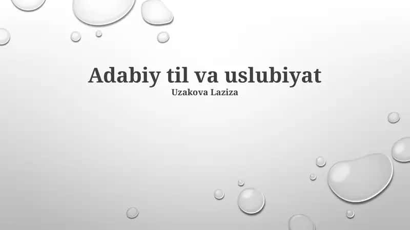 Adabiy til va uslubiyat