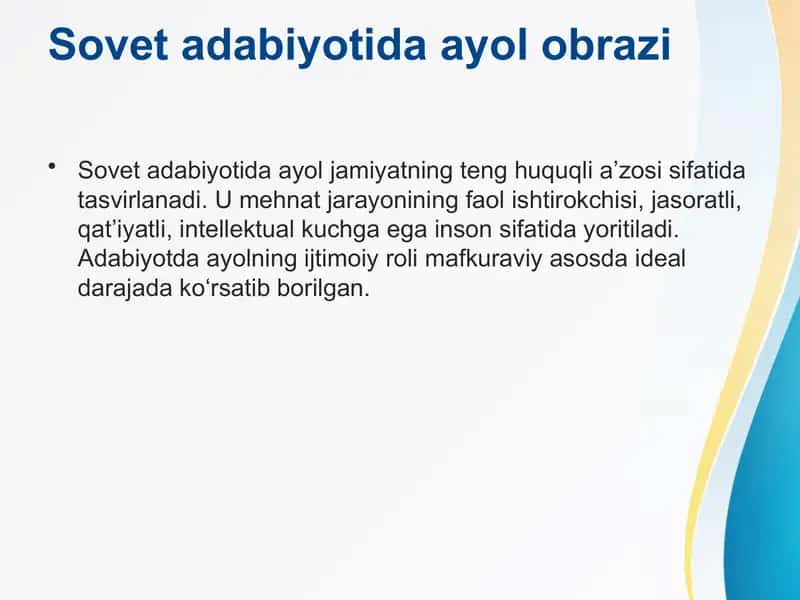 Sovet adabiyotida ayol obrazi