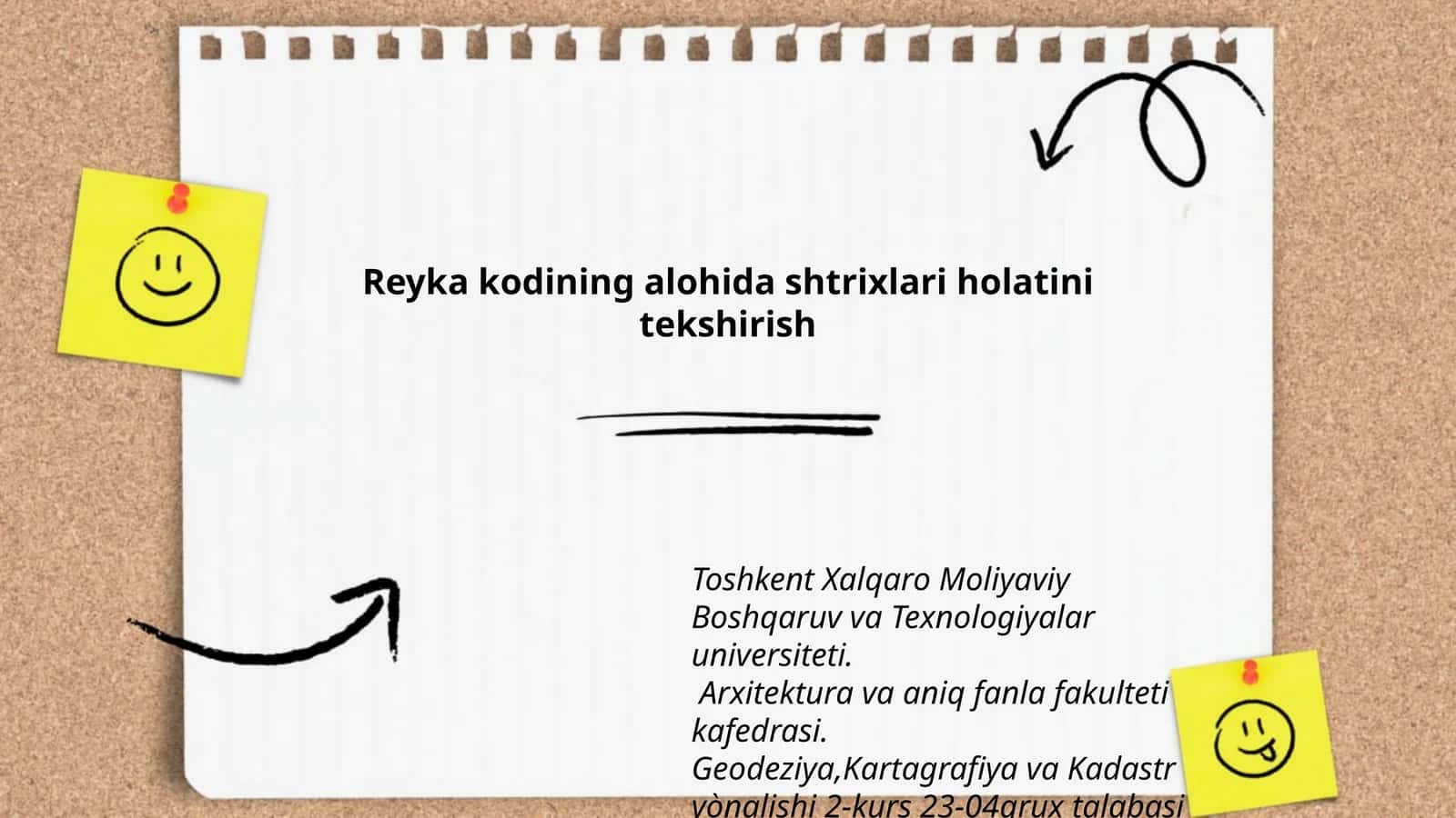 Reyka kodining alohida shtrixlari holatini tekshirish