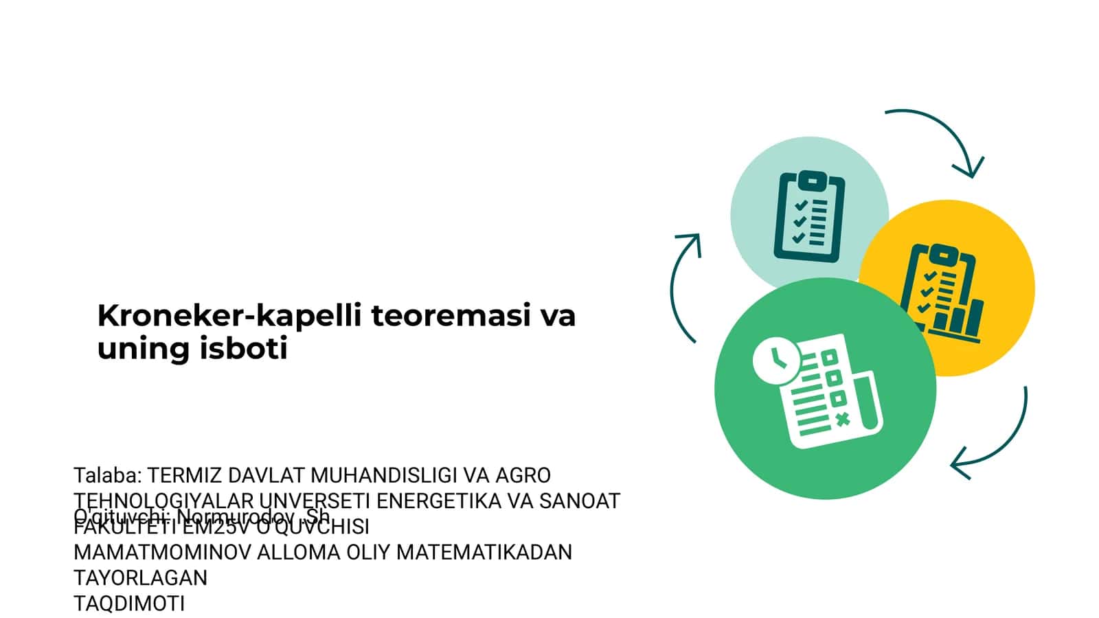 Kroner-Kapelli Teoremasi va uning isboti