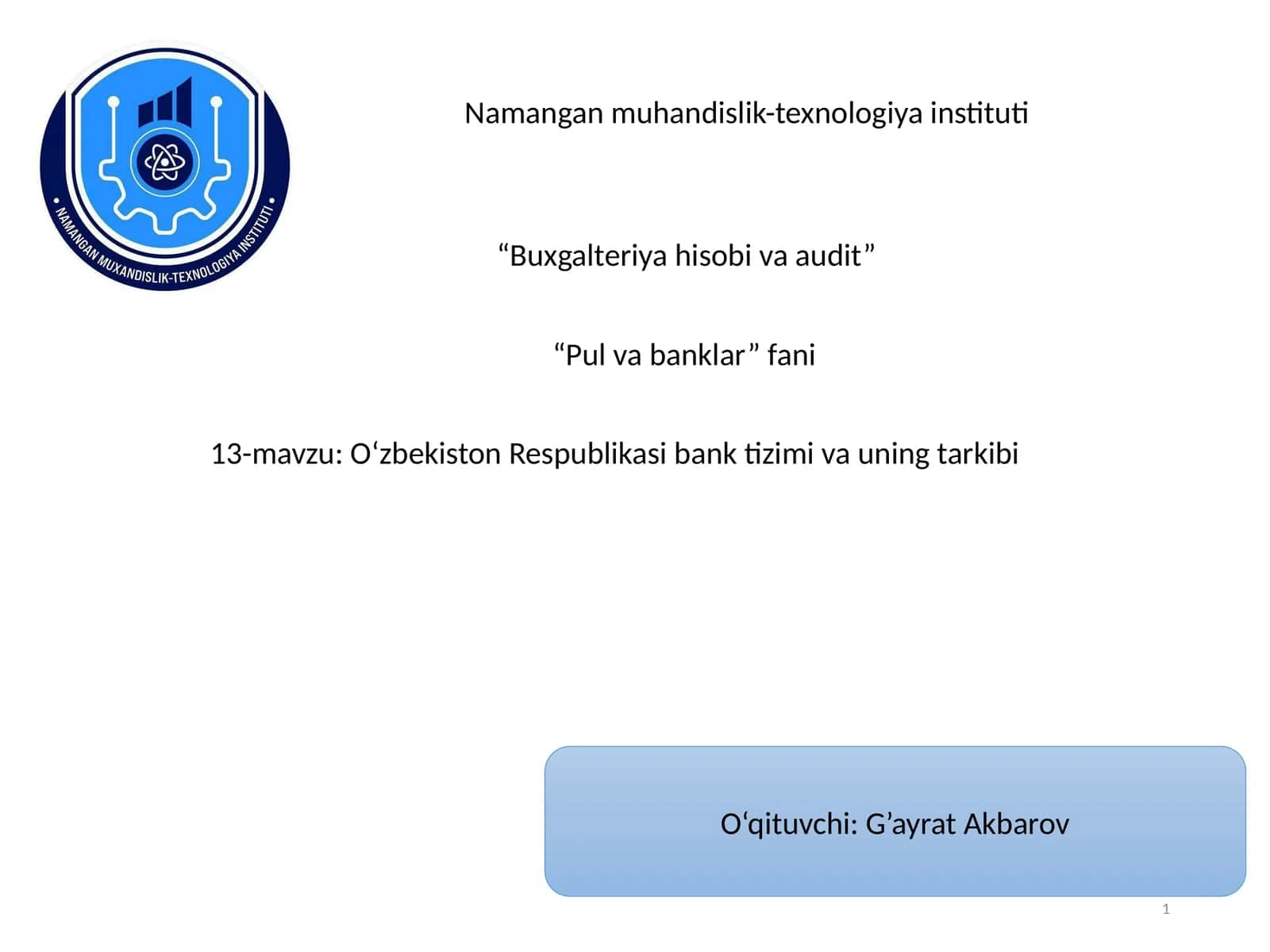 Oʻzbekiston Respublikasi bank tizimi va uning tarkibi