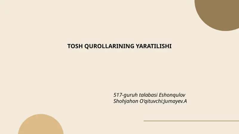 Tosh qurollarining yaratilishi