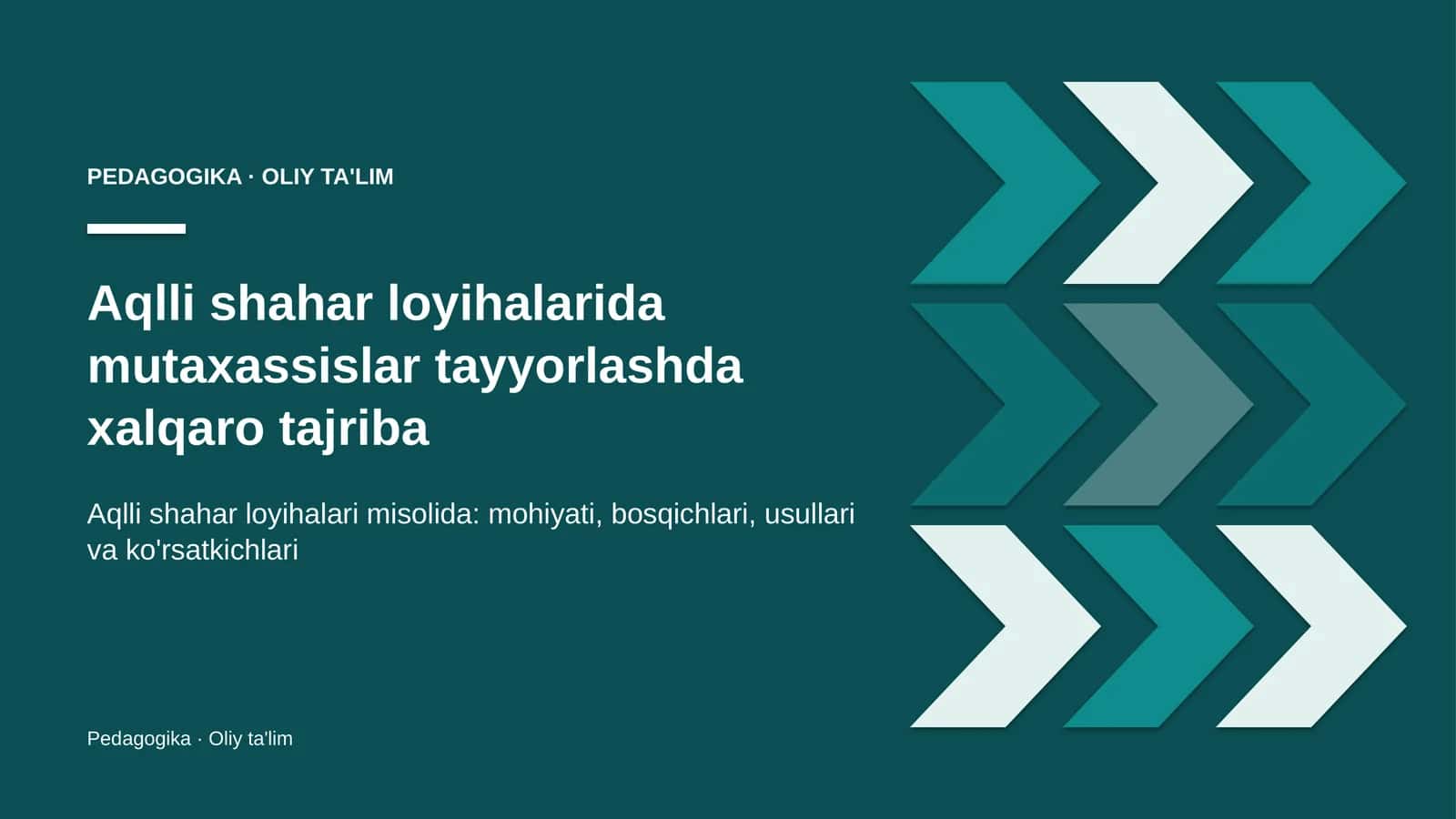 Aqlli shahar loyihalarida mutaxassislar tayyorlashda xalqaro tajriba