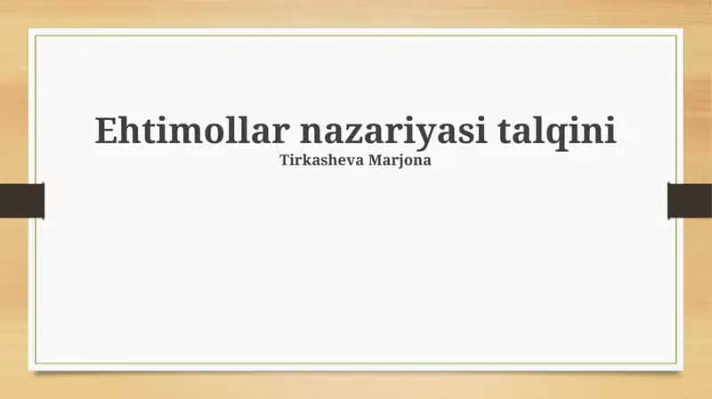 Ehtimollar nazariyasi talqini
