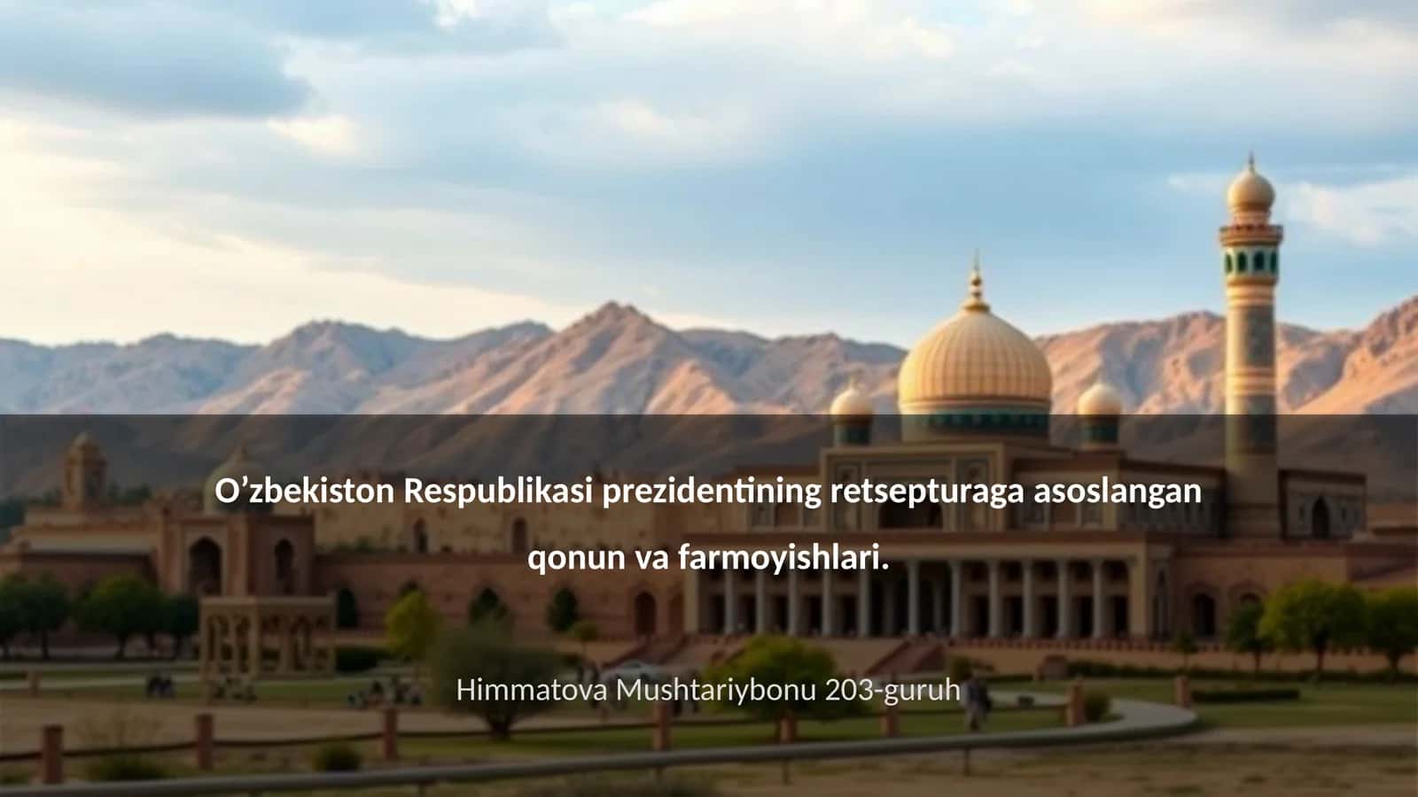 O’zbekiston Respublikasi prezidentining retsepturaga asoslangan qonun va farmoyishlari