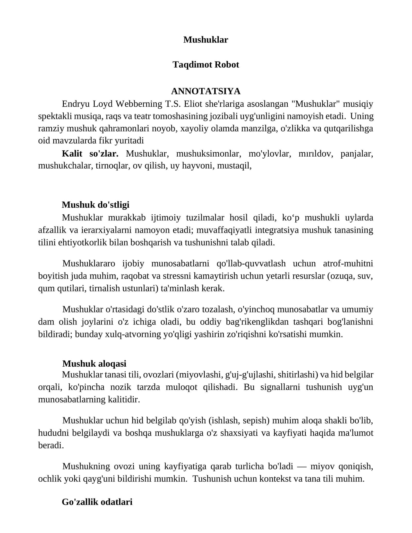 Mushuklar