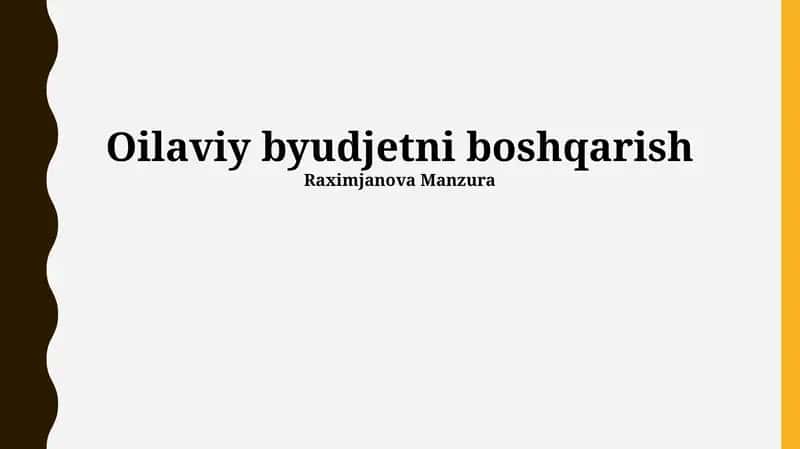 Oilaviy byudjetni boshqarish