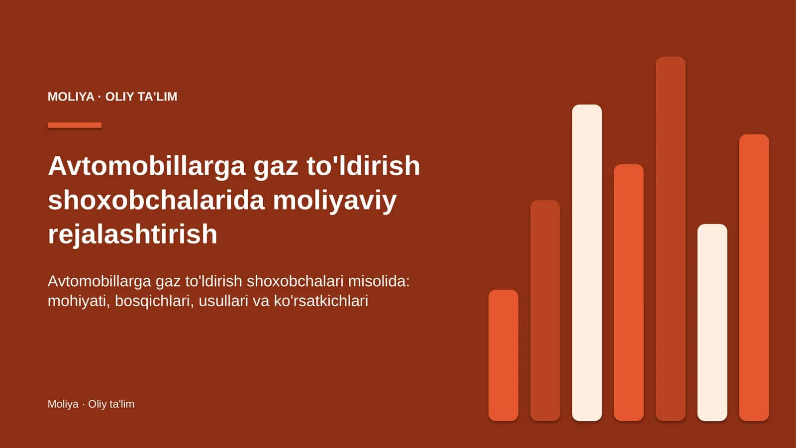 Avtomobillarga gaz to'ldirish shoxobchalarida moliyaviy rejalashtirish