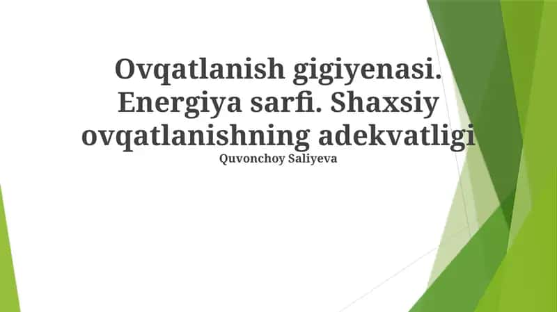Ovqatlanish gigiyenasi