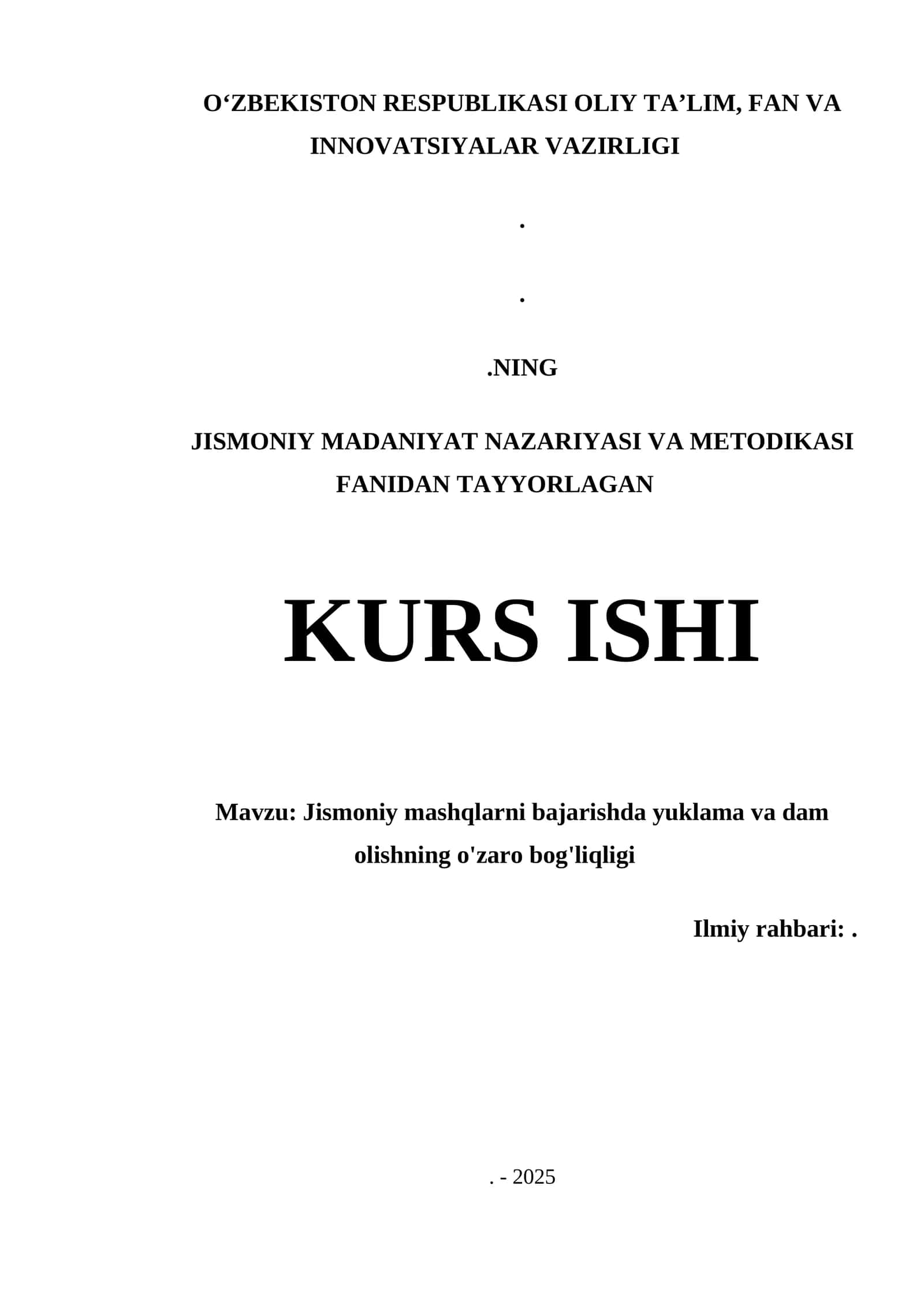 Jismoniy mashqlarni bajarishda yuklama va dam olishning o'zaro bog'liqligi
