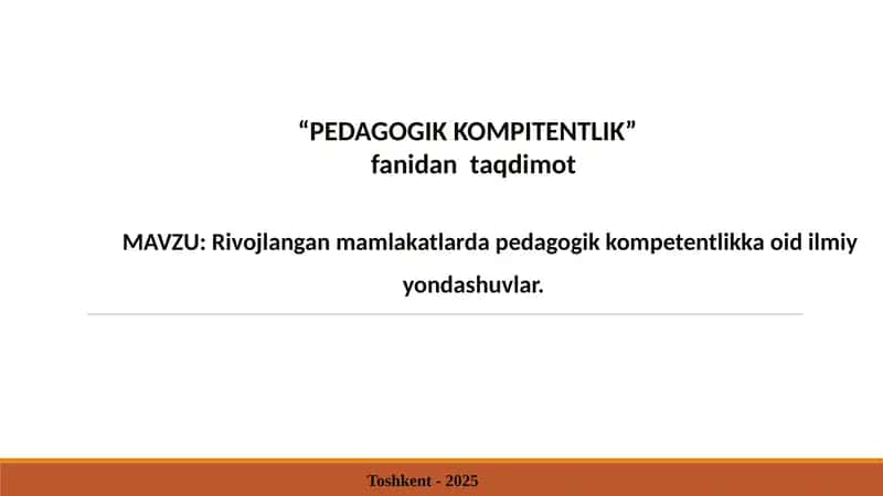 Rivojlangan Mamlakatlarda Pedagogik Kompetentlik