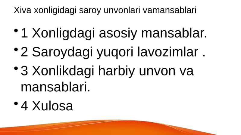 Xiva xonligidagi saroy unvonlari va mansablar