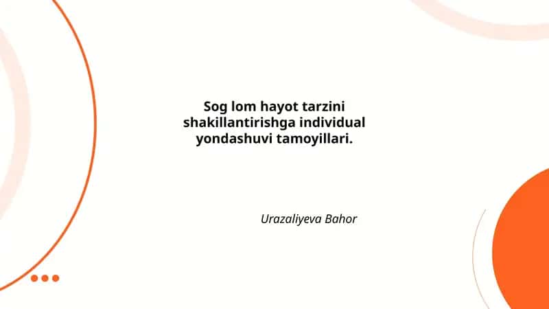 Sog'lom hayot tarziga individual yondashuvning nazariy asoslari