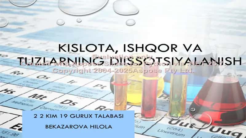 Kislota, ishqor va tuzlarning dissotsiyalanish