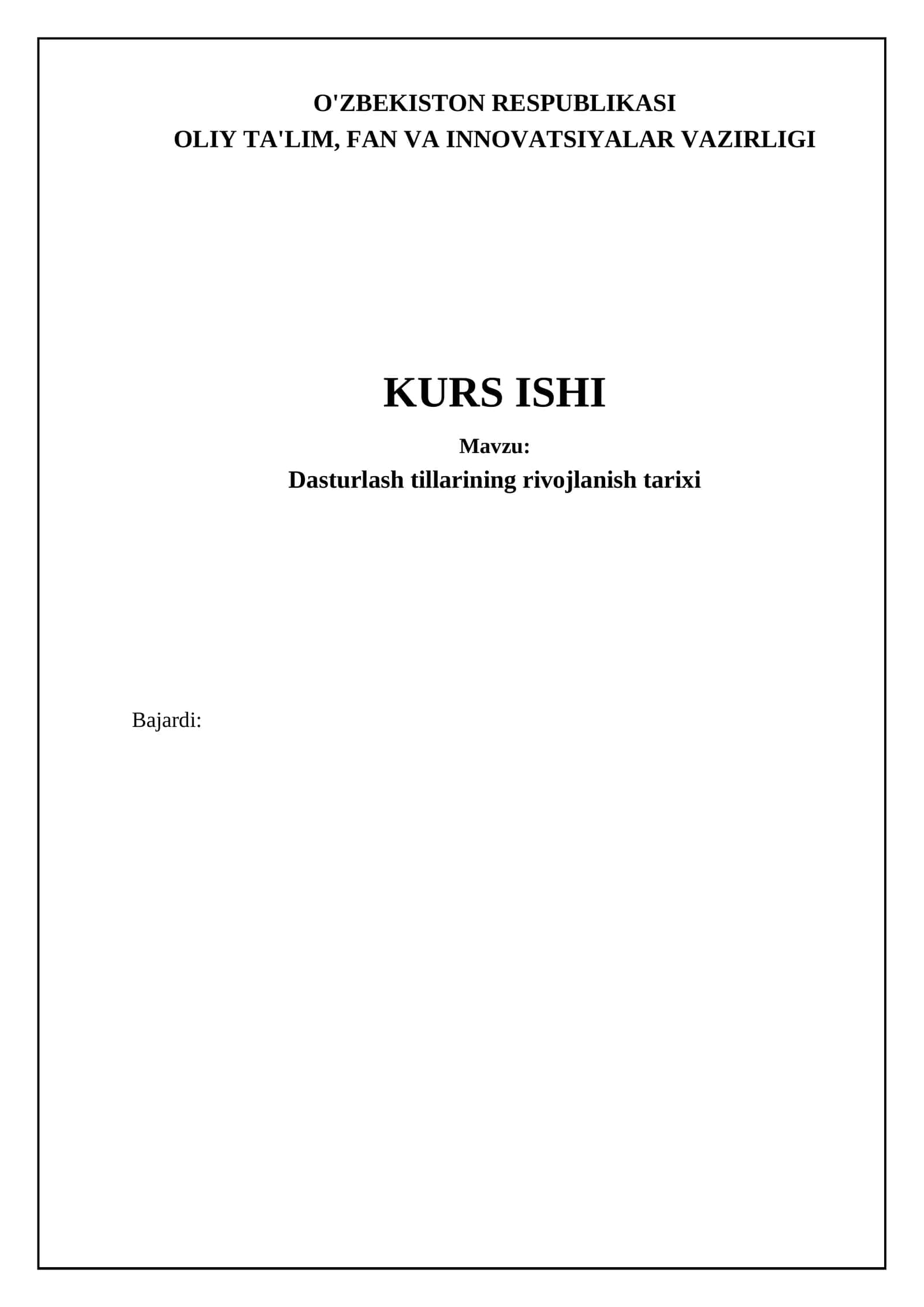 Dasturlash tillarining rivojlanish tarixi