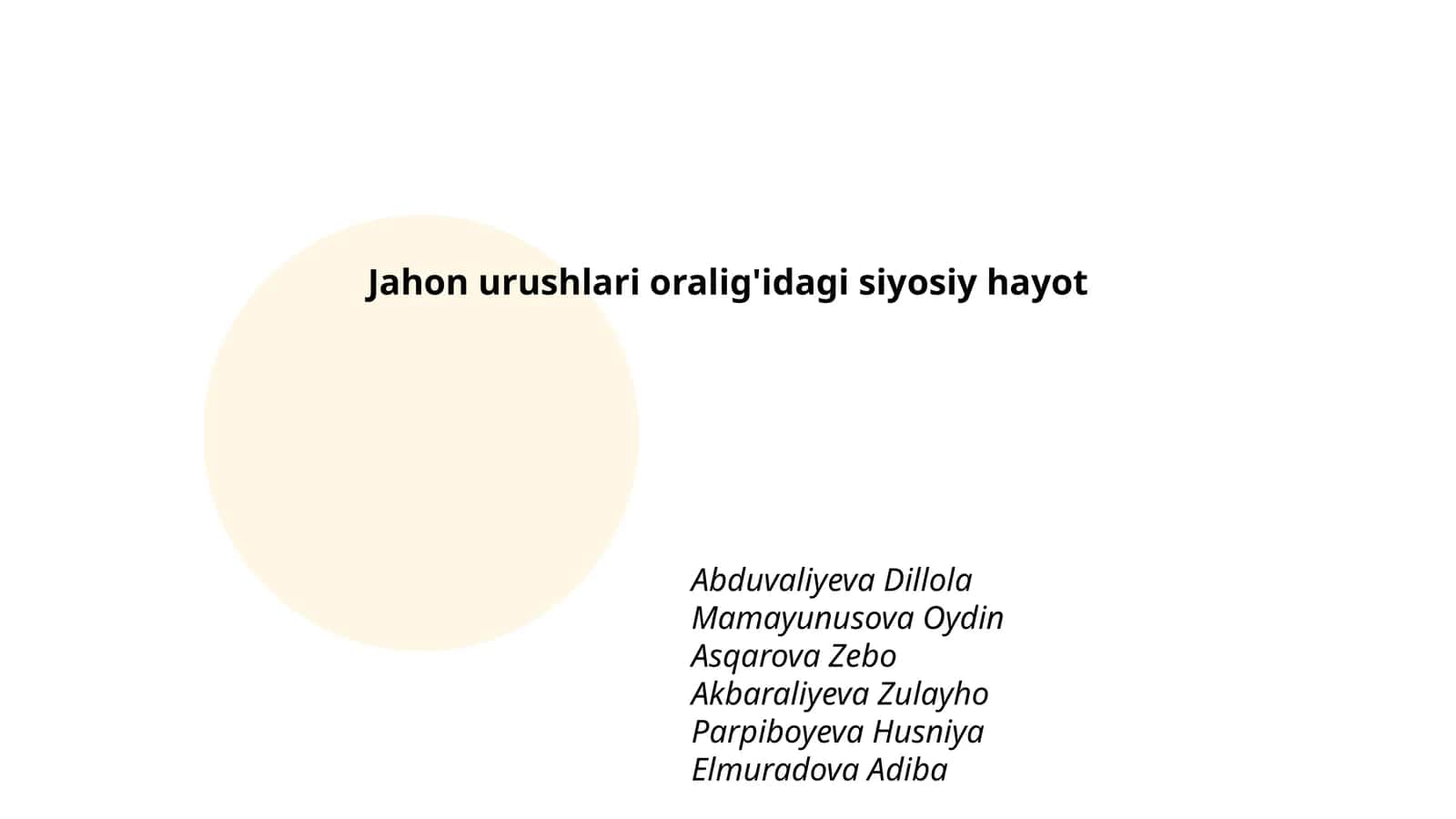 Jahon urushlari oralig'idagi siyosiy hayot