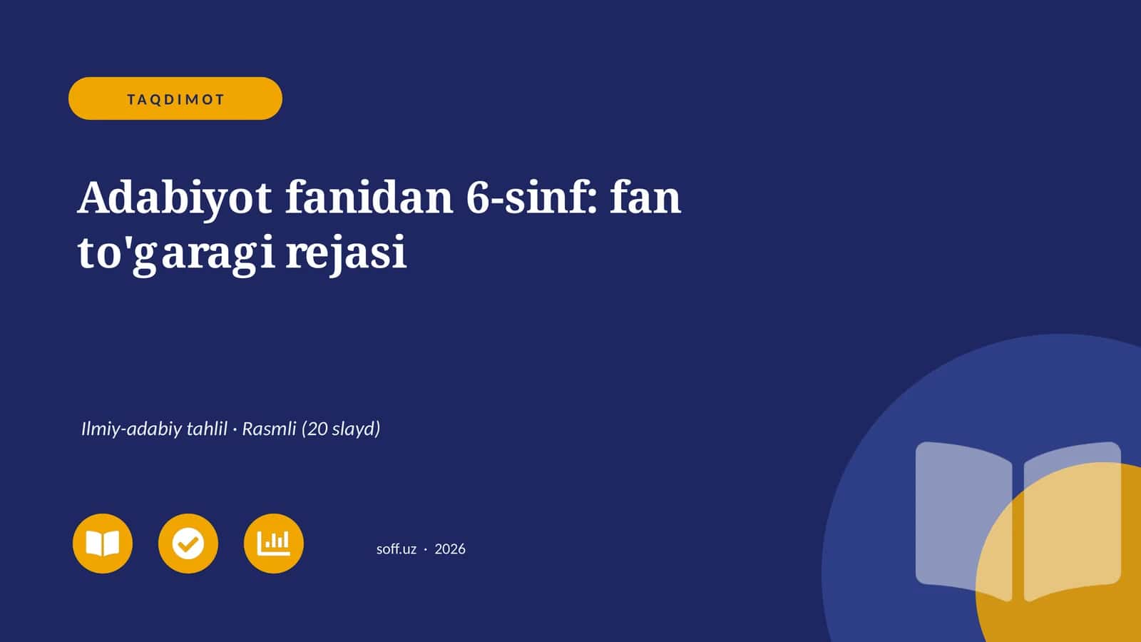 Adabiyot fanidan 6-sinf: fan to'garagi rejasi