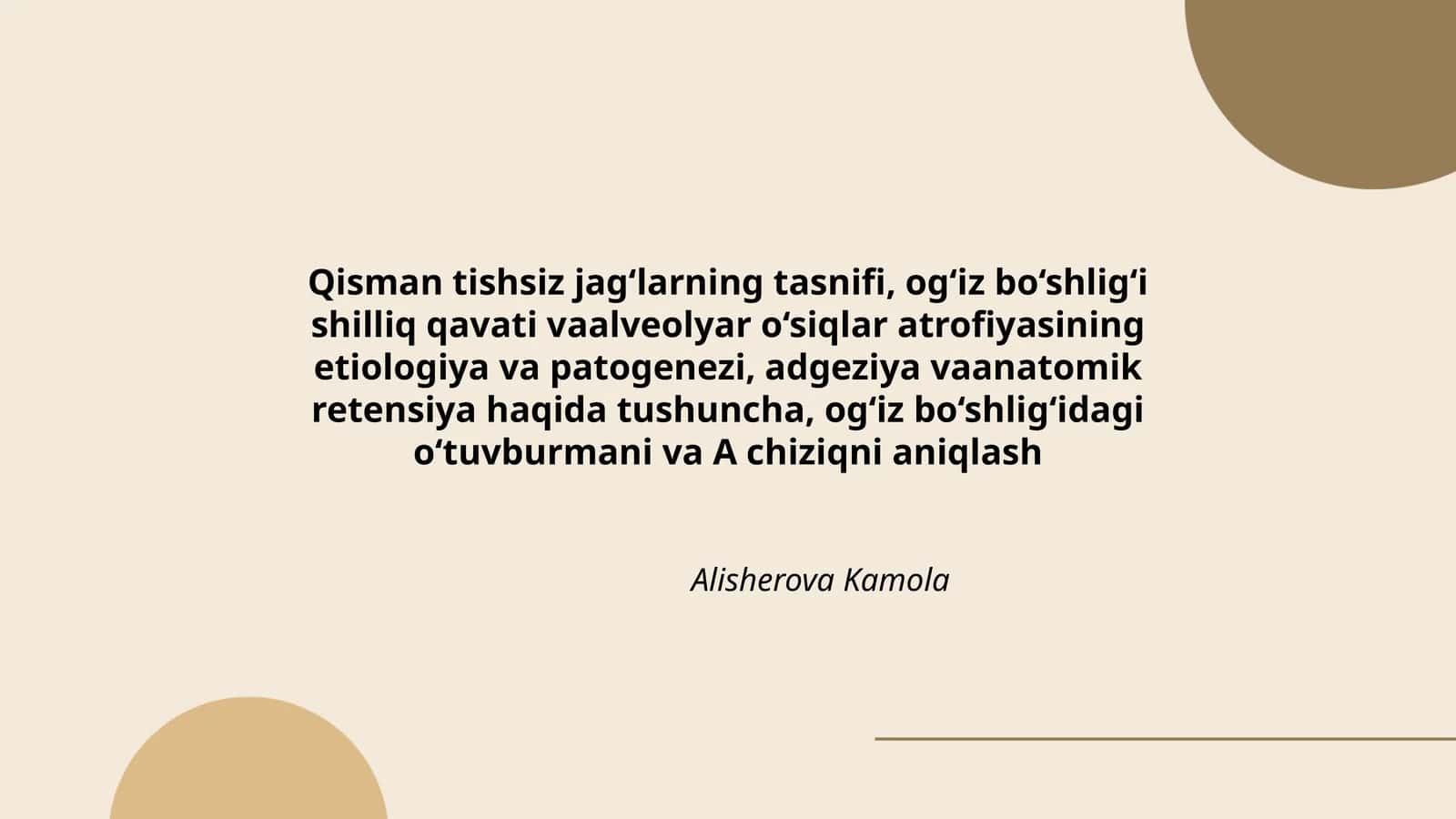 Og‘iz bo‘shlig‘i shilliq qavati va alveolyar o‘siqlar atrofiyasi