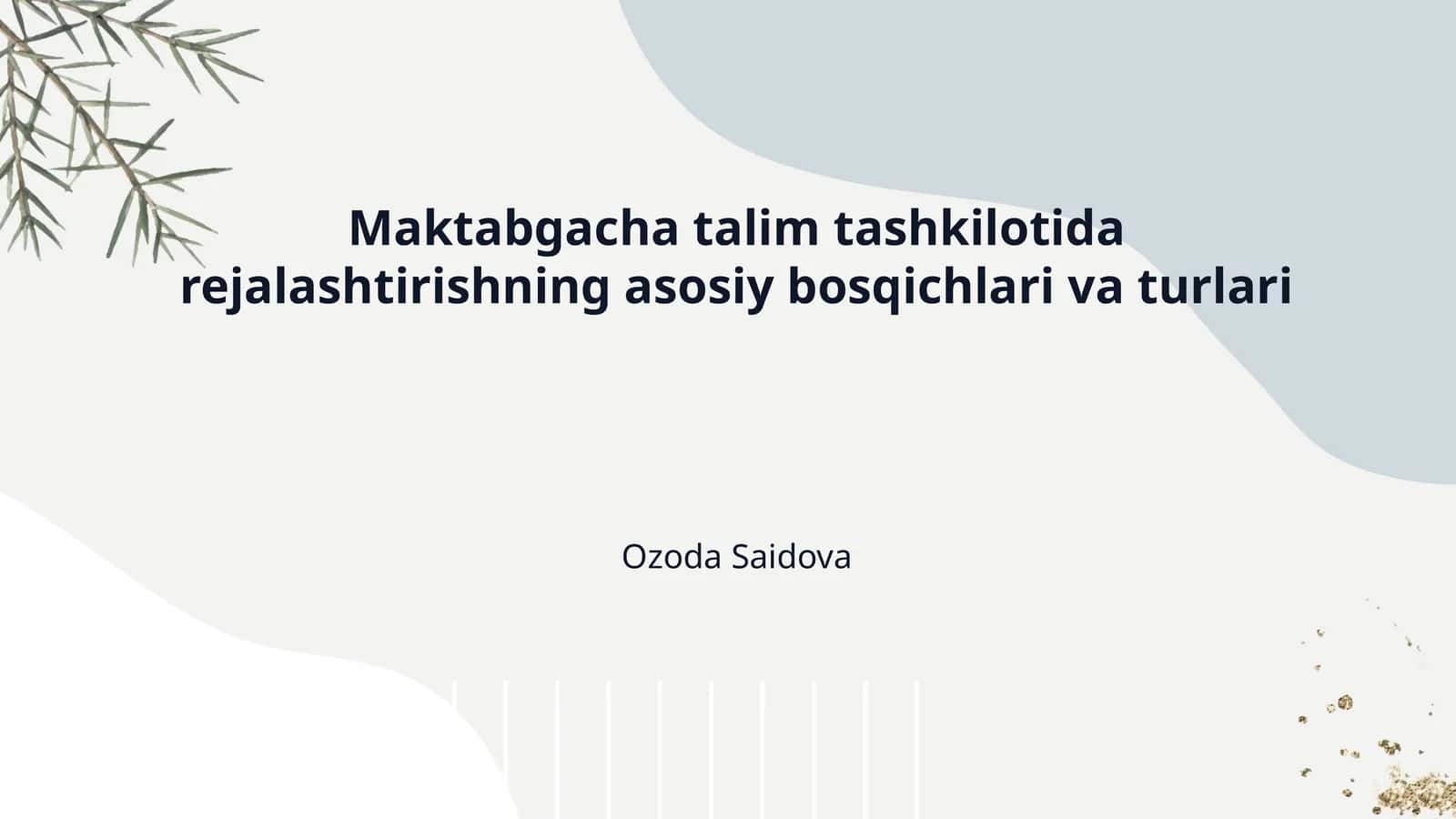 Maktabgacha talim tashkilotida rejalashtirishning asosiy bosqichlari va turlari