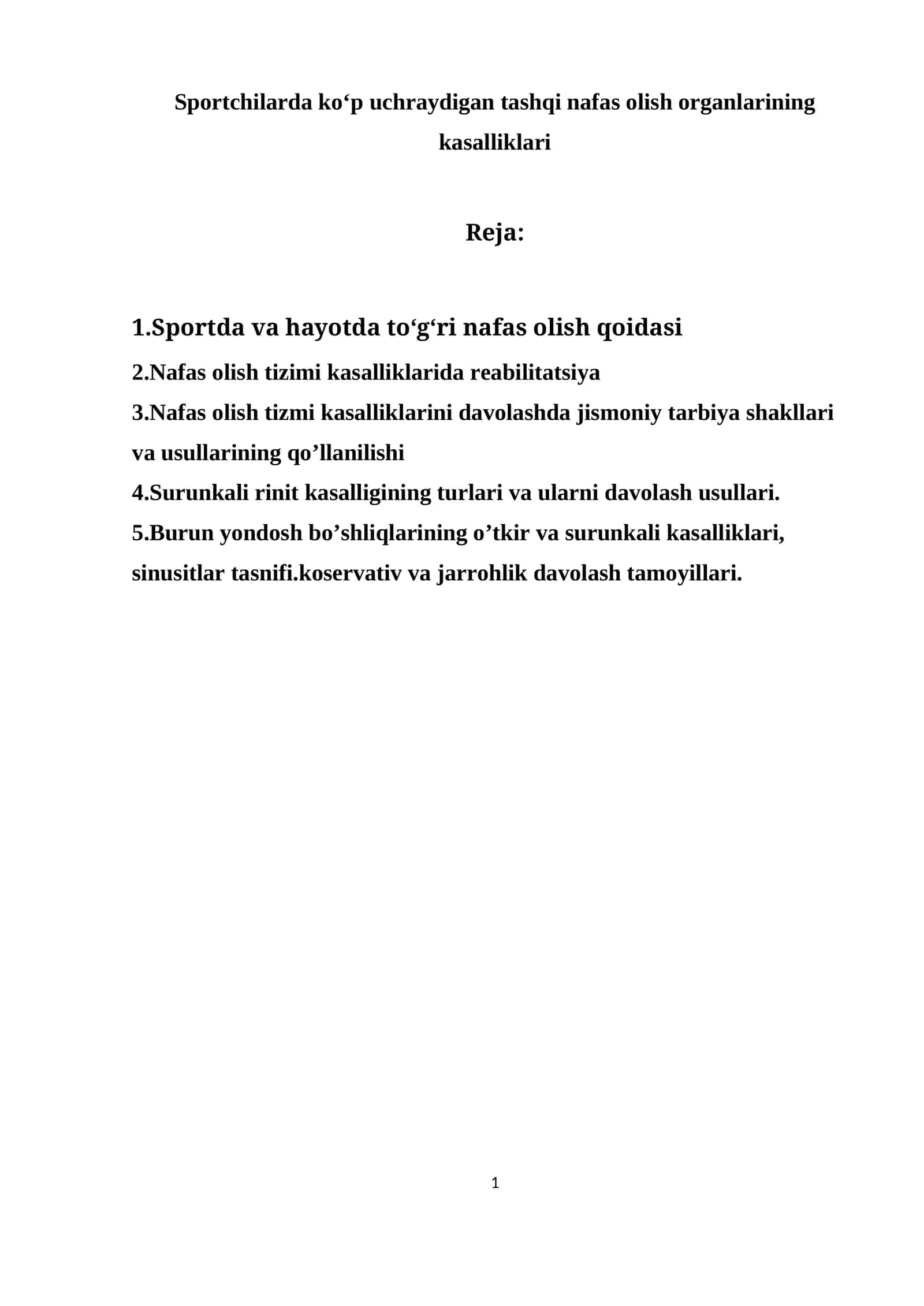 Tashqi nafas olish organlarining kasalliklari