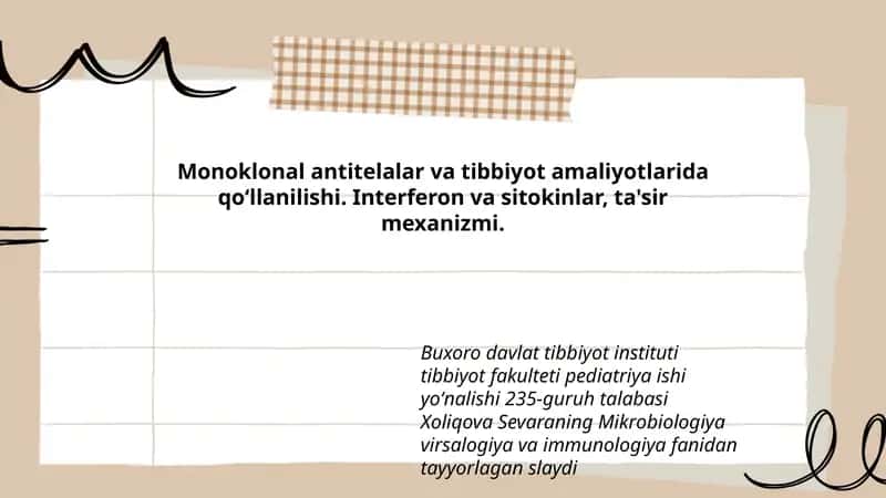 Monoklonal antitelalar va tibbiyot amaliyotlarida qo‘llanilishi