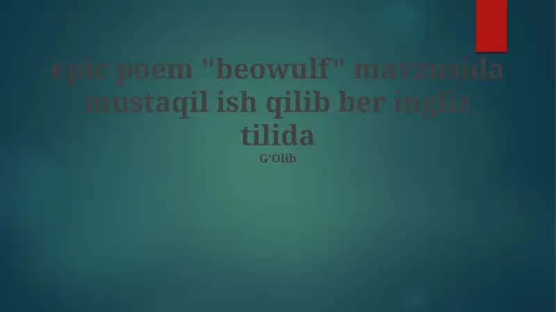 epic poem "Beowulf"