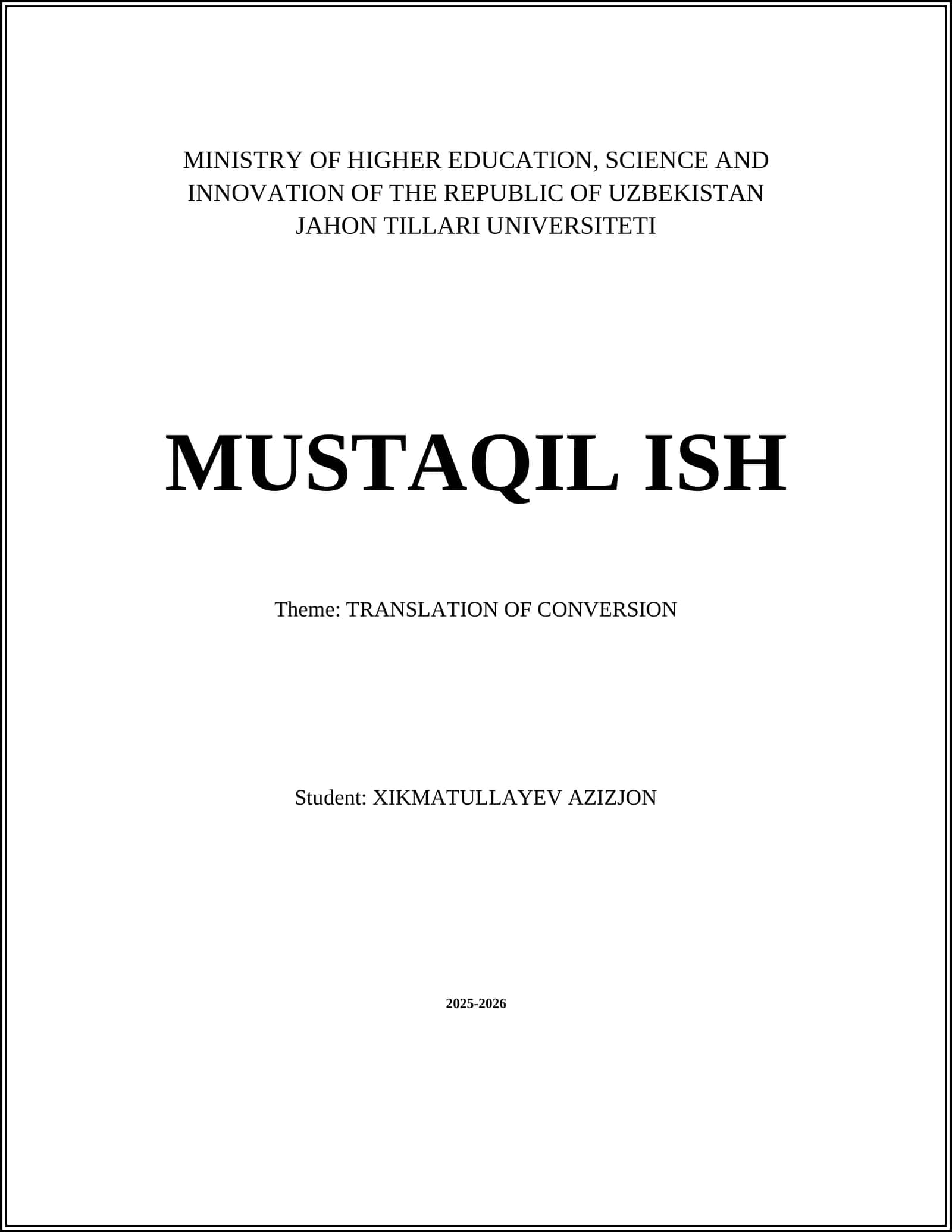TRANSLATION OF CONVERSION