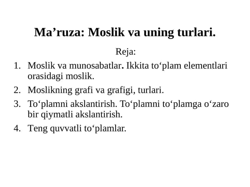 Ma’ruza:Moslikvauning turlari