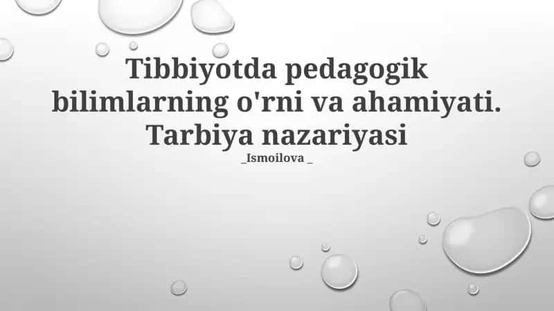 Tibbiyotda Pedagogik Bilimlarni Ta'riflash